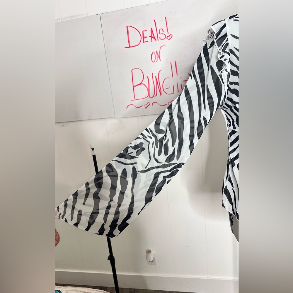 Fashion Nova Zebra Print Sheer Blouse - Picture 6 of 10